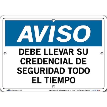 Vestil Polystyrene Sign, 7-1/2" Height, 10-1/2" Width, Polystyrene, Rectangle, Spanish SI-N-12-A-PS-040-S
